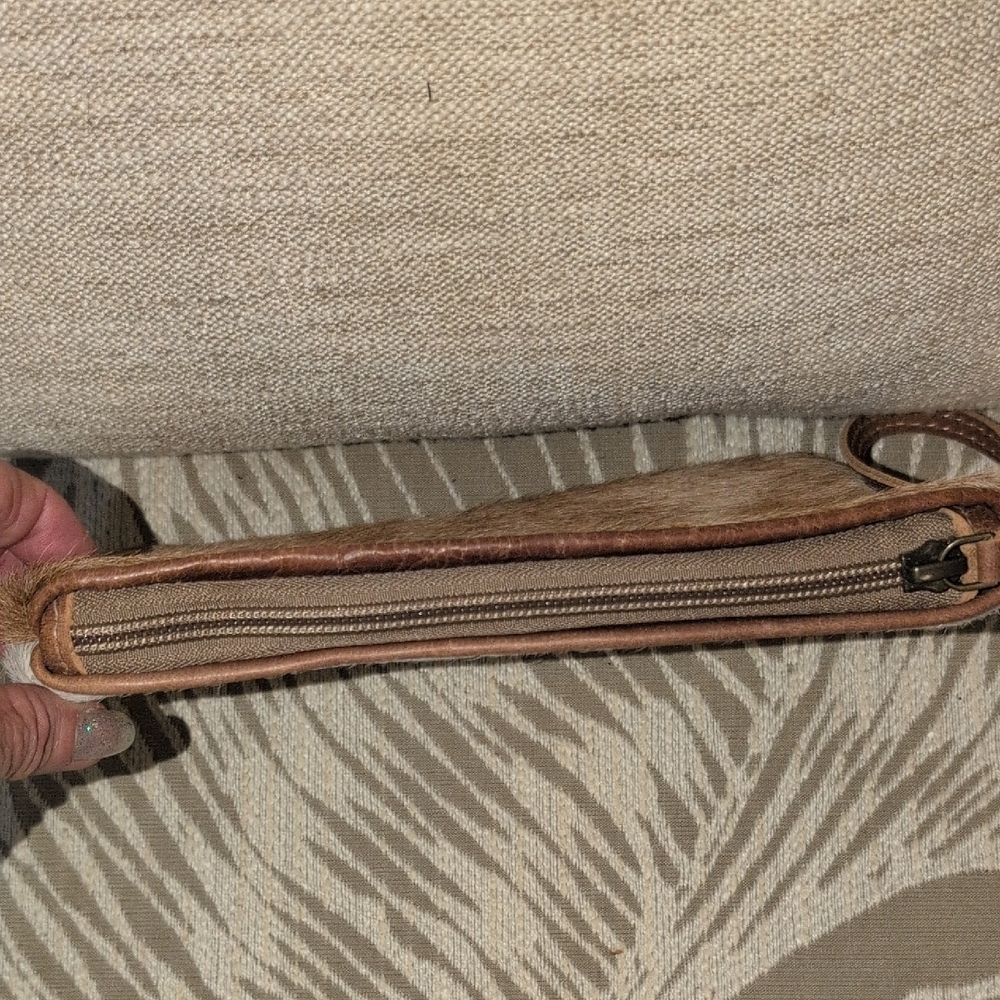 Myra Tan and Cream Cow Hair Wristlet Trimmed In Leather - Picture 5 of 10